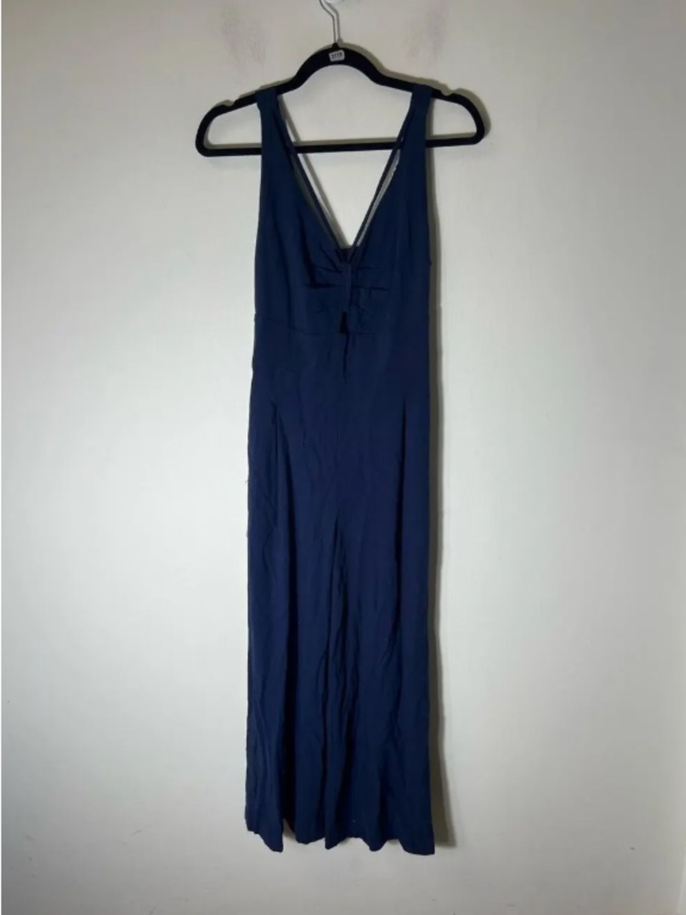 No Brand Navy Blue Linen Blend Romper Overalls Sz S